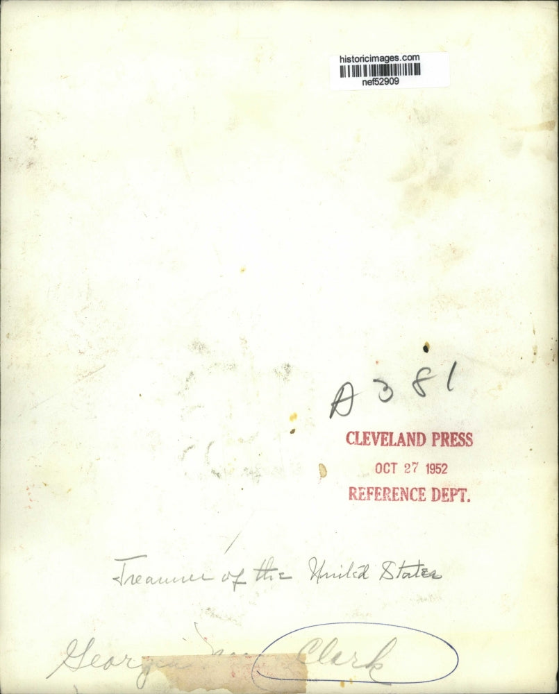 1952 Press Photo U.S. Treasury Secretary Georgia Neese Clark - nef52909