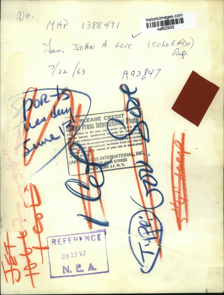 1963 Press Photo Governor John A. Love of Colorado - nef52930