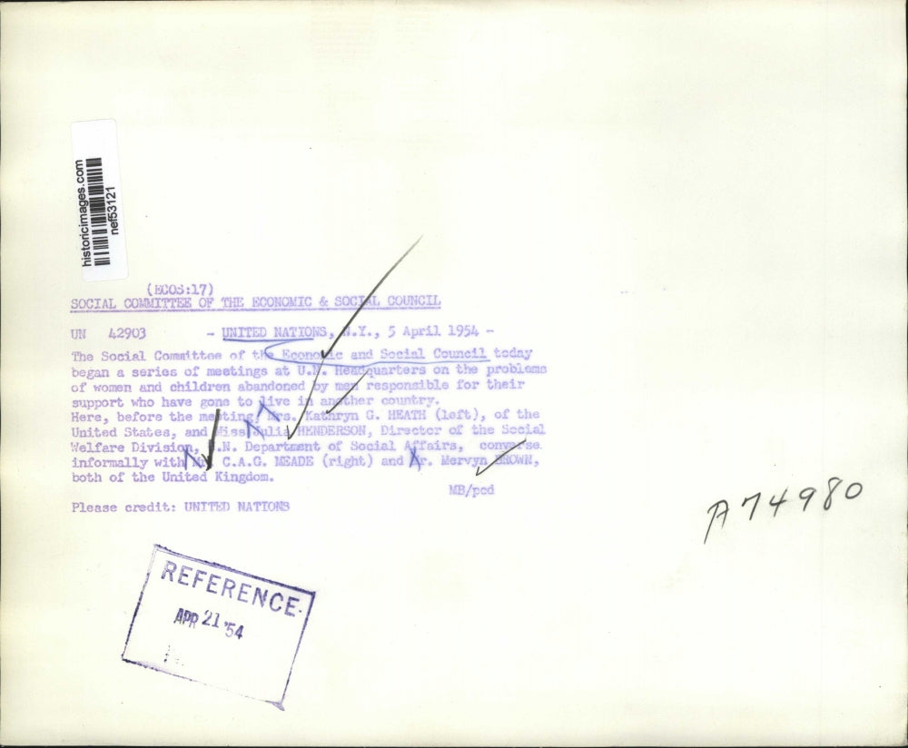 1954 Press Photo Members of Social Committee of Economic & Social Council