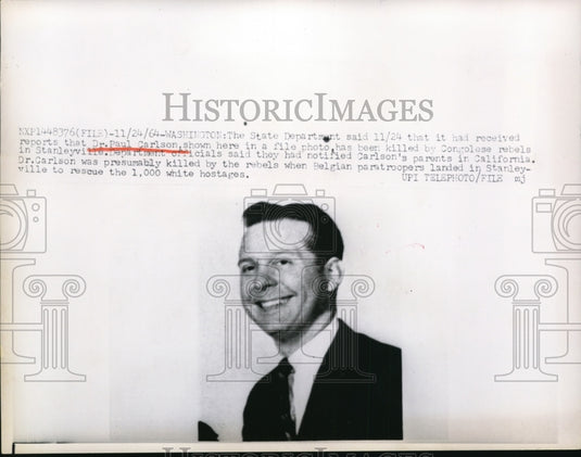 1964 Press Photo Dr Paul Carlson Killed by Congolese Rebels in Stanleyville
