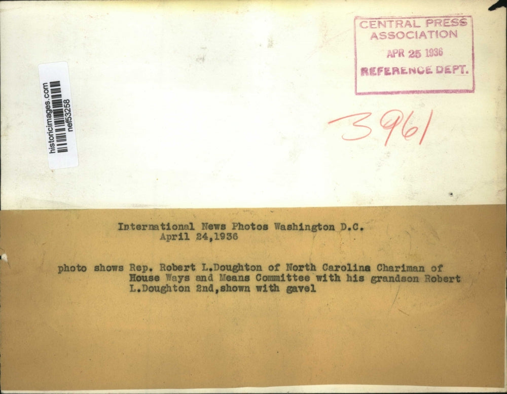 1936 Press Photo Congressman Robert L. Doughton, Grandson Robert Jr. - nef53258