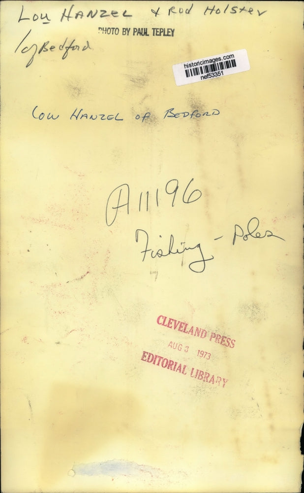 1973 Press Photo Low Hanzel & Rod Holster Fishing Pole - nef53351