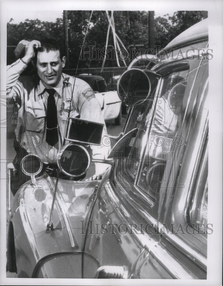 1956 Press Photo Buffalo Police Holding Car with Extra Safety Devices, New York