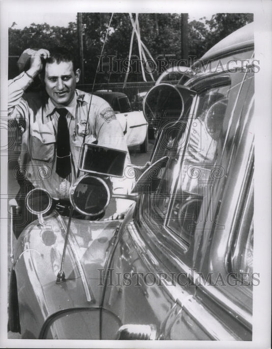1956 Press Photo Buffalo Police Holding Car with Extra Safety Devices, New York