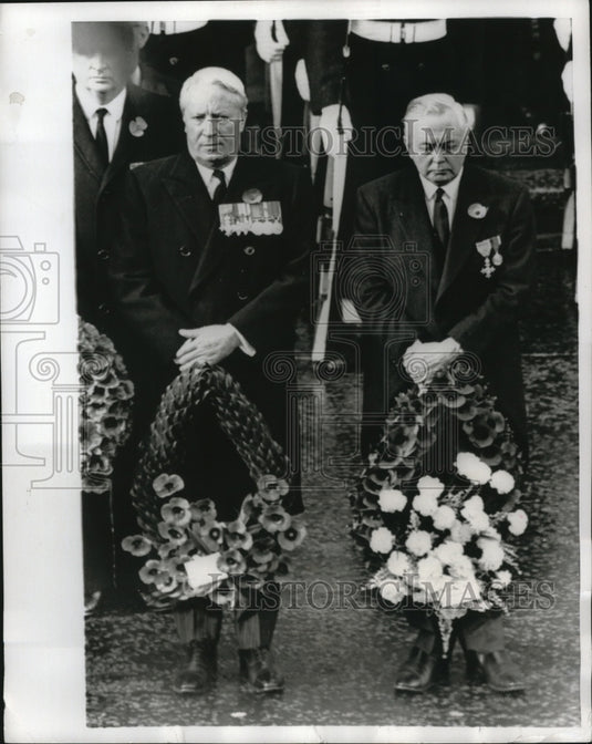 1969 Press Photo Harold Wilson, Edward Heath at Rememberance Ceremony, London
