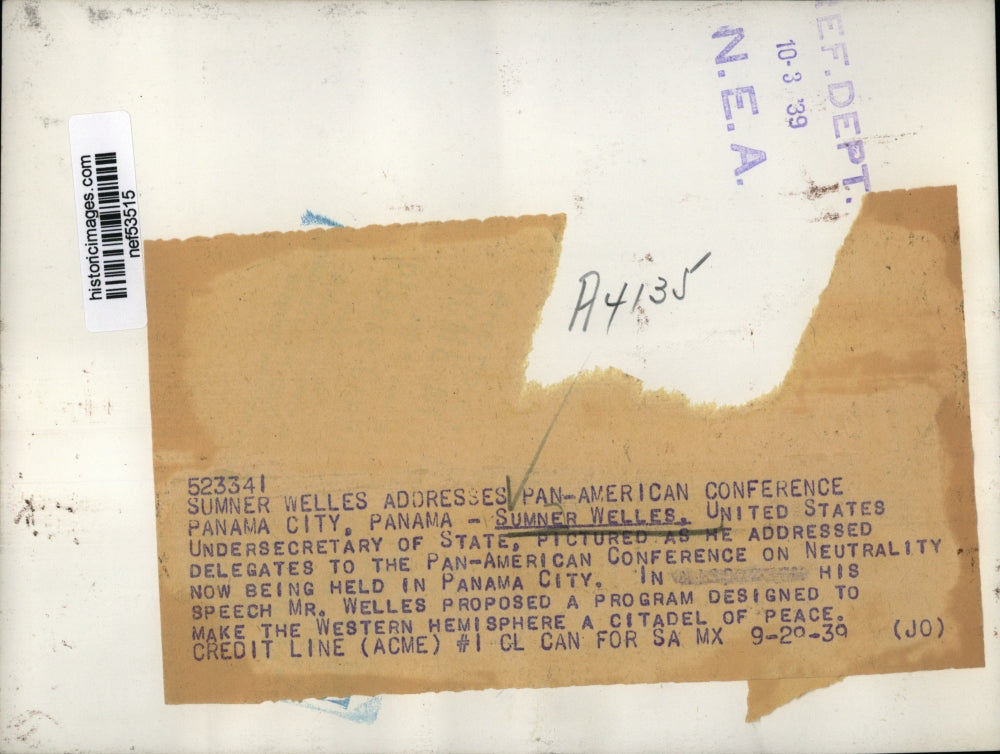 1939 Press Photo Sumner Welles at Pan-American Conference on Neutrality