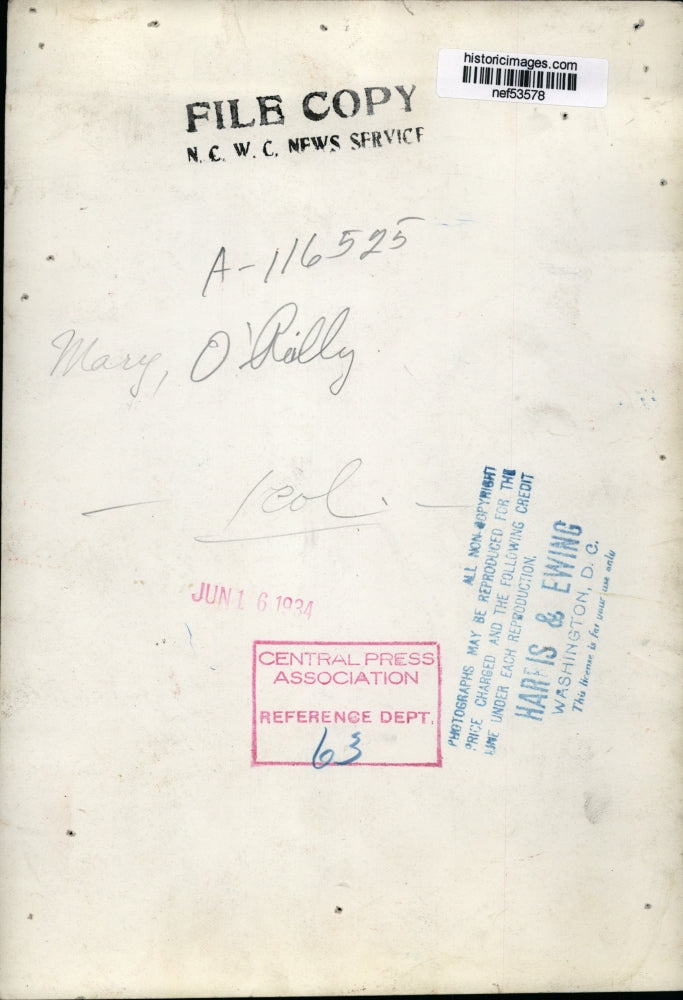 1934 Press Photo Mary O'Reilly - nef53578