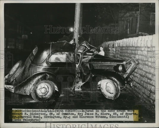 1950 Press Photo Dickerson, Glore, Noel, Whitman injured in auto crash