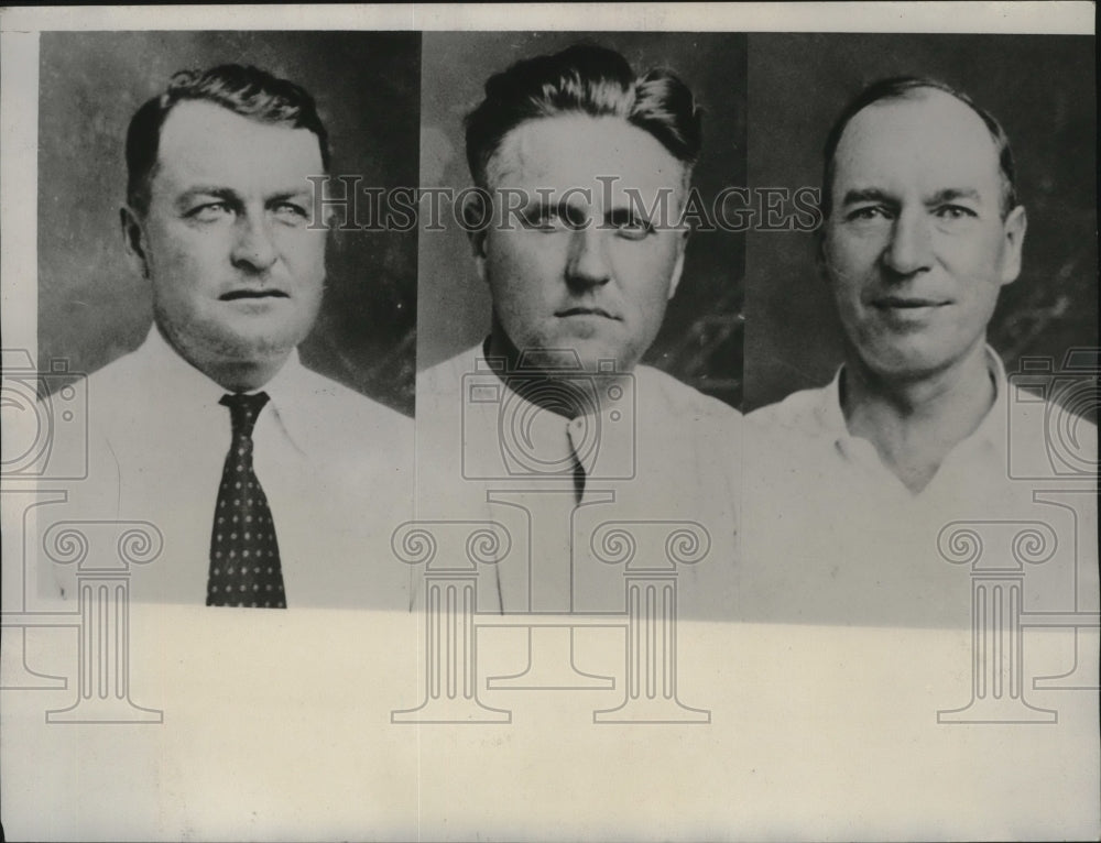 1934 Press Photo Three Davenport men held prisoner by convict Joseph Palmer