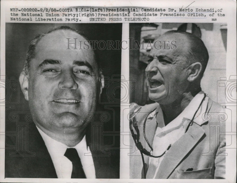 1958 Press Photo Presidential candidates of Costa Rica - nef53669