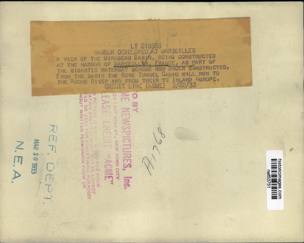 1933 Press Photo Mirabeau Basin at Marseilles, France Harbor - nef53751