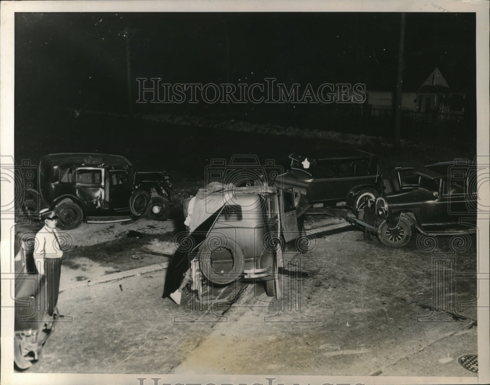 1934 Press Photo Four-Car Wreck in West-Side Chicago - nef53916