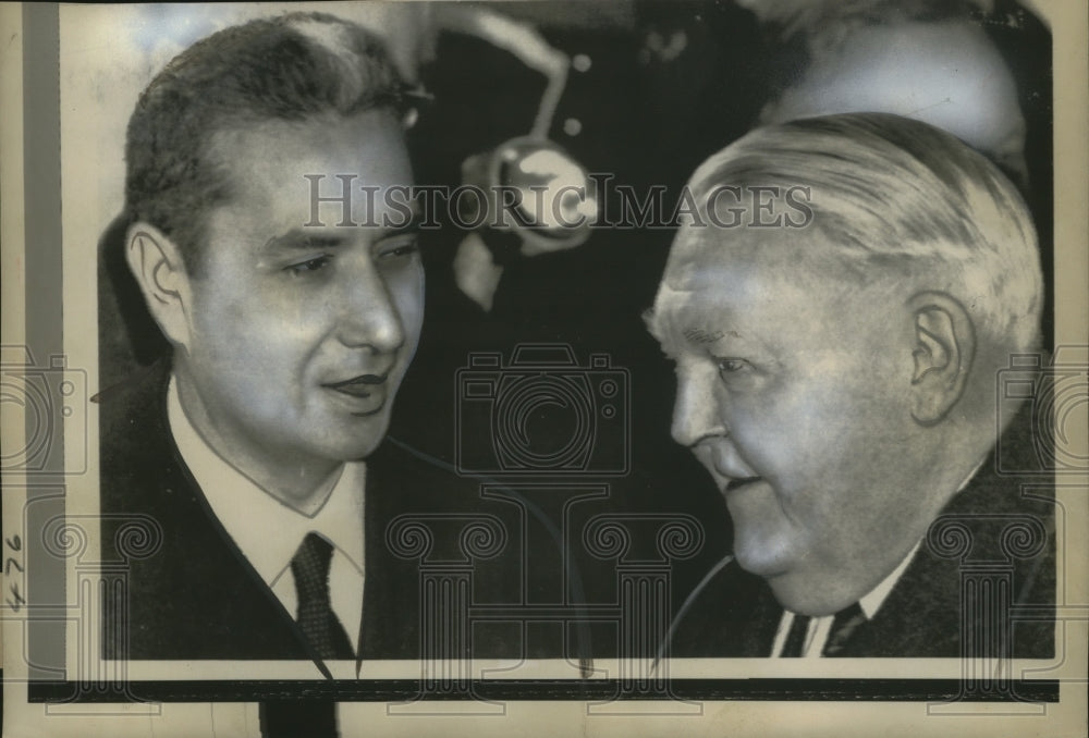 1964 Press Photo Ludwig Erhard, Aldo Moro at Railway Station, rome, Italy