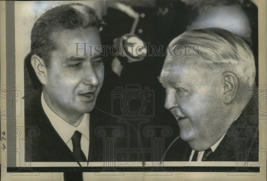 1964 Press Photo Ludwig Erhard, Aldo Moro at Railway Station, rome, Italy