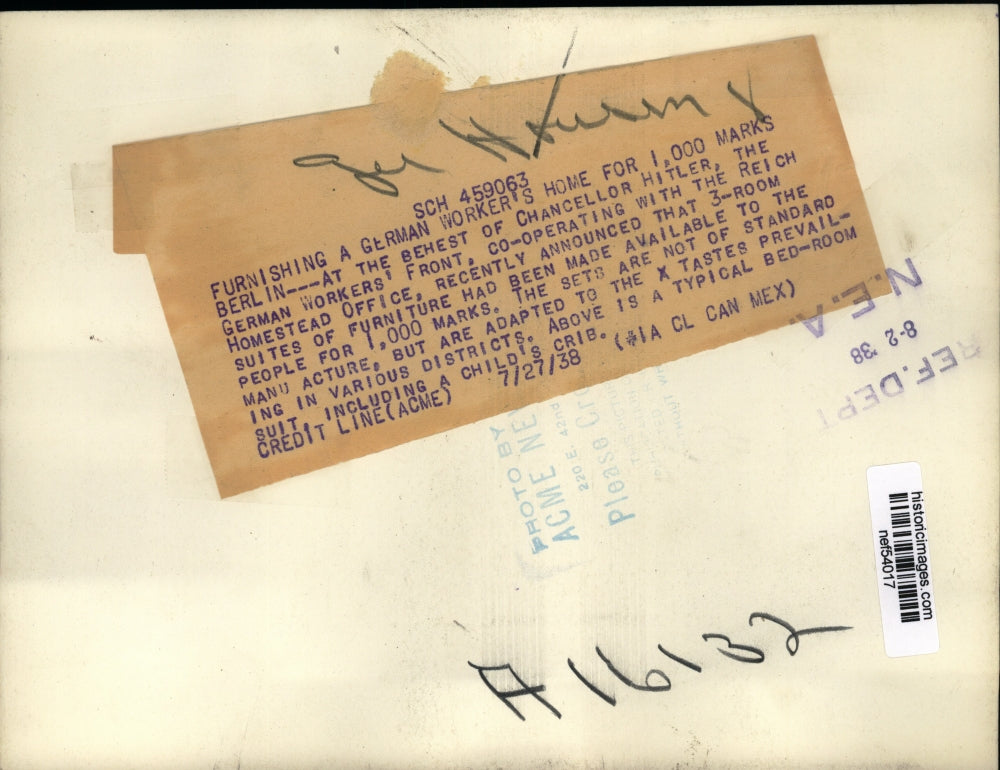 1938 Press Photo Children's Bedroom Furniture Suite by German Workers' Front