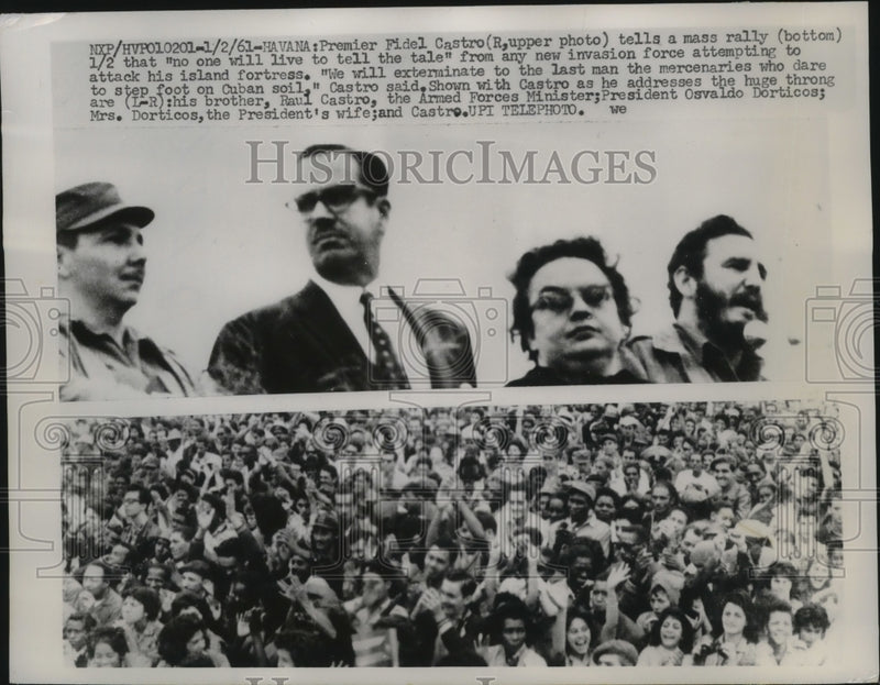 Load image into Gallery viewer, 1961 Pres Photo Fidel Castro Tells Mass Rally That No One Will Live to Tell Tale
