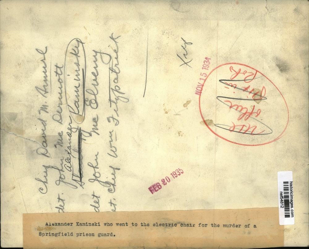 1935 Press Photo Alexander Kaminski, Murdered Springfield Prison Guard