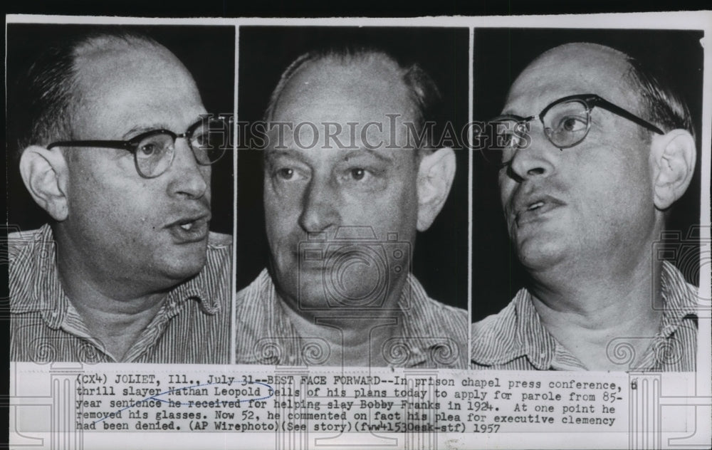 1957 Press Photo Nathan Leopold tells of his plans to apply for parole