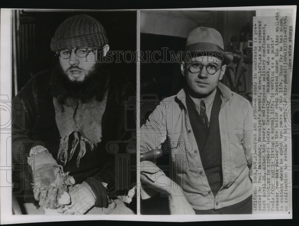 1949 Press Photo Paul Makushak after 10 years of living as a hermit - nef54856- Historic Images