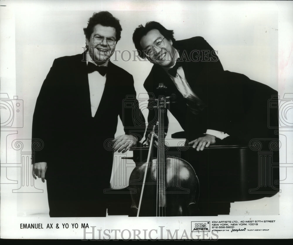 1992 Press Photo Emanuel Ax and Yo-Yo Ma, musicians to perform at Symphony Hall