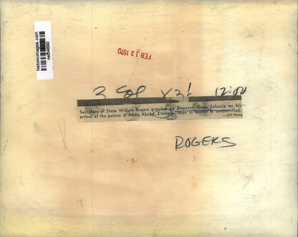 1970 Press Photo William Rogers greeted by Emperor Haile Selassie - nef54890