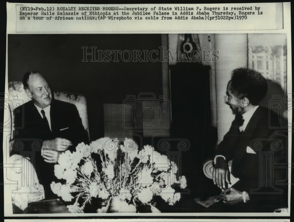 1970 Press Photo William P. Rogers received by Haile Selassie- Historic Images