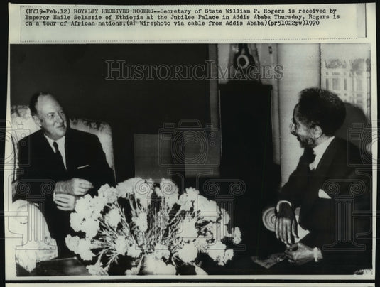 1970 Press Photo William P. Rogers received by Haile Selassie- Historic Images