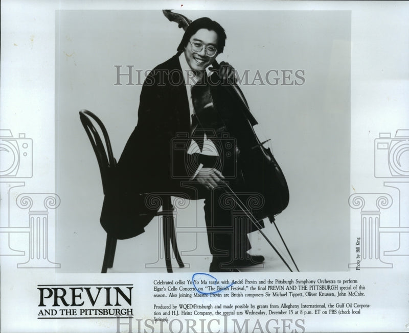 Load image into Gallery viewer, Press Photo Yo-Yo Ma Teams Andre Previn &amp; the Pittsburgh Symphony Orchestra
