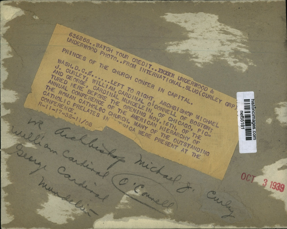 1932 Press Photo Cardinal William O'Connell with Arch.Michael J Curley