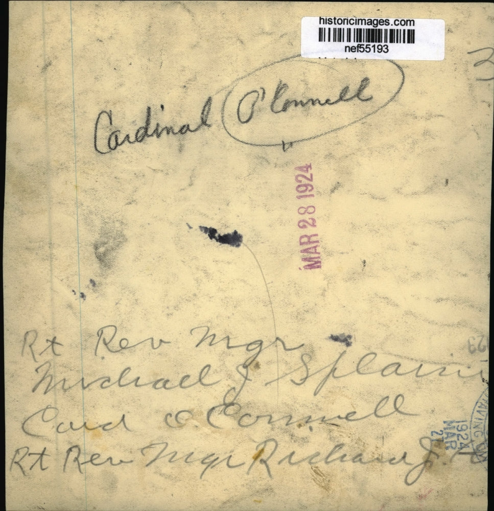 1924 Press Photo Rev Wallace J Splairis and Cardinal O'Connell - nef55193