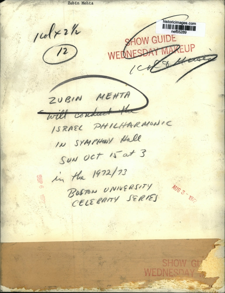 1972 Press Photo Zubin Mehta will Conduct the Israel Philharmonic - nef55289