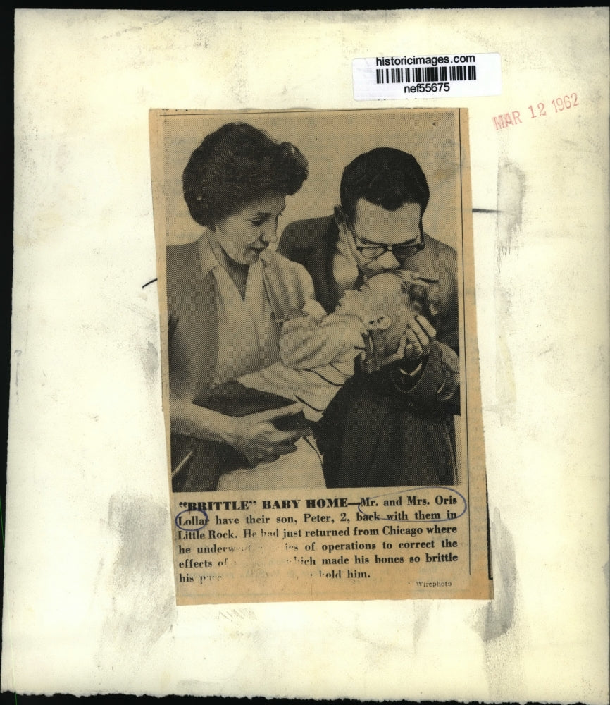 1962 Press Photo Mr &amp; Mrs Oris Lollar Baby Home in Little Rock after Operation