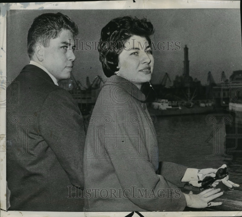 Load image into Gallery viewer, 1958 Pres Photo Princess Soraya Takes Look at Port Prior to Leaving Genoa Italy
