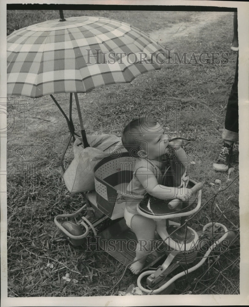 1955 Press Photo Baby Spectator at Soap Box Derby, Columbus, Georgia - nef56034- Historic Images