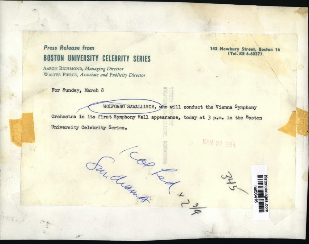 1954 Press Photo Wolfgang Sawallisch conduct the Vienna Symphony Orchestra