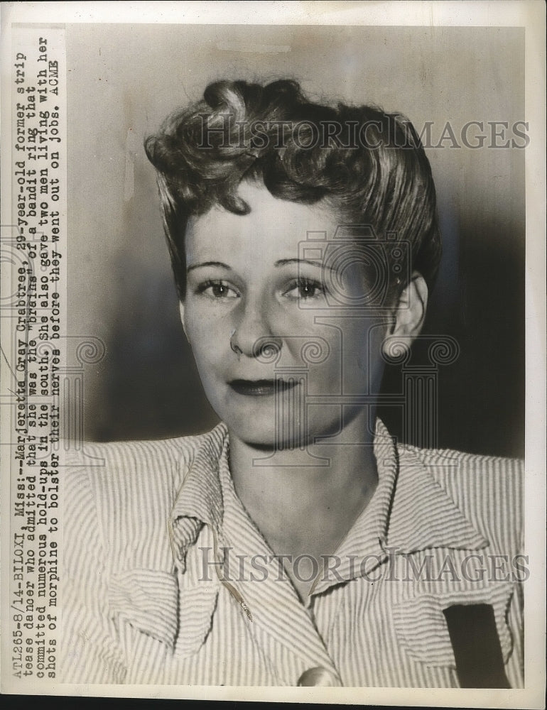 1947 Press Photo Marjerette Gray Crabtree of Bandit Ring, Biloxi, Mississippi