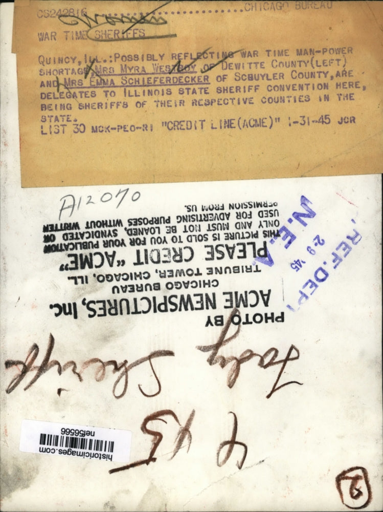 1945 Press Photo Delegates Mrs Myra Westroy & Mrs Emma Schieferdecker