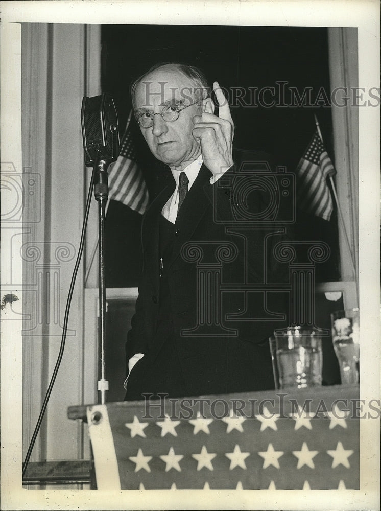 1938 Press Photo Dr Harry F Ward as He Spoke at Anti-Hague Rally in Fairmount