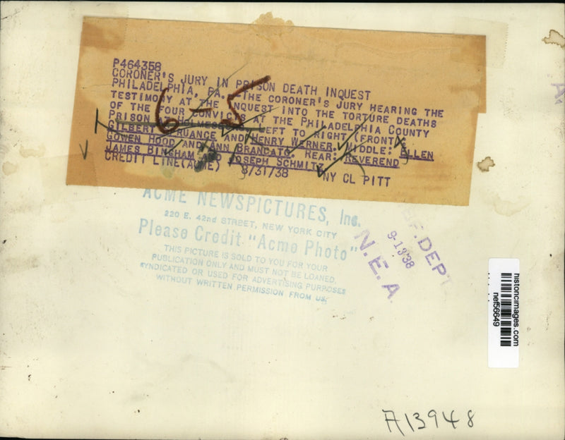 Load image into Gallery viewer, 1938 Press Photo Philadelphia County Prison at Holmesburg Death Inquest Jury
