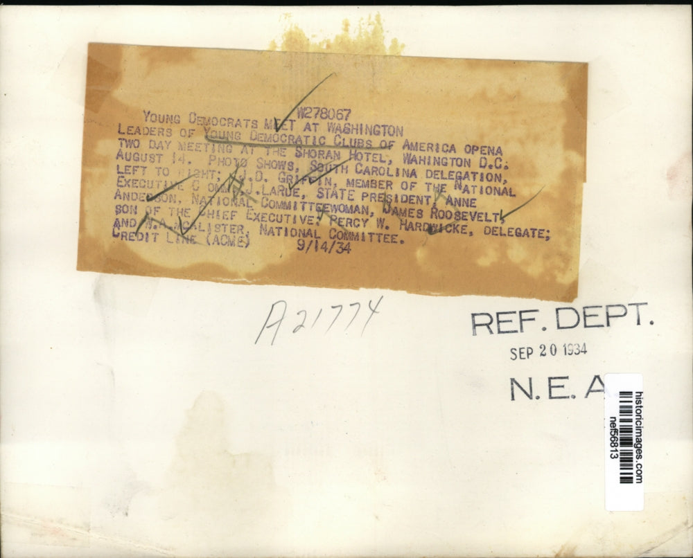 1934 Press Photo Young Democratic Clubs of America Leaders in Washington, D.C.