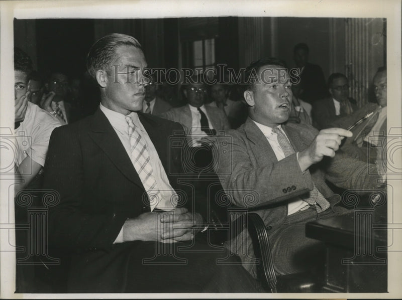 Load image into Gallery viewer, 1938 Press Photo Russell T. Mathews, Ivor Powerll at Civil Liberties Hearing
