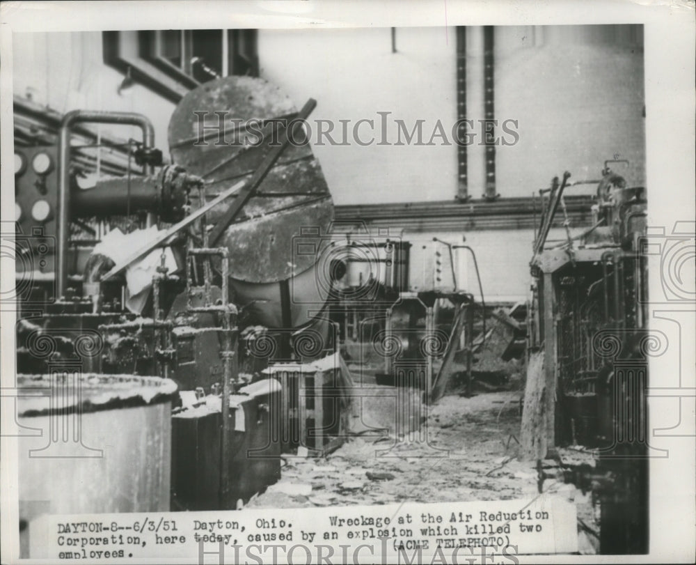 1951 Press Photo Air Reduction Corporation Dayton, Ohio Explosion Damage