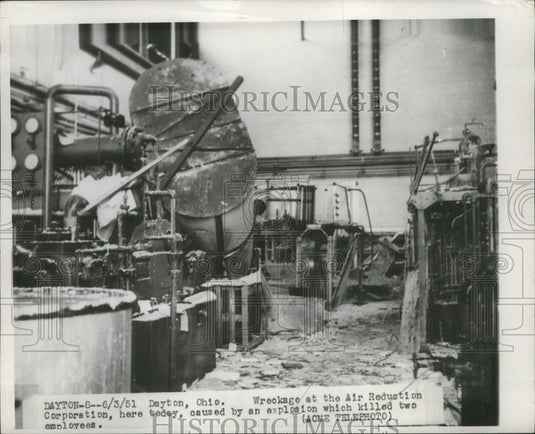 1951 Press Photo Air Reduction Corporation Dayton, Ohio Explosion Damage