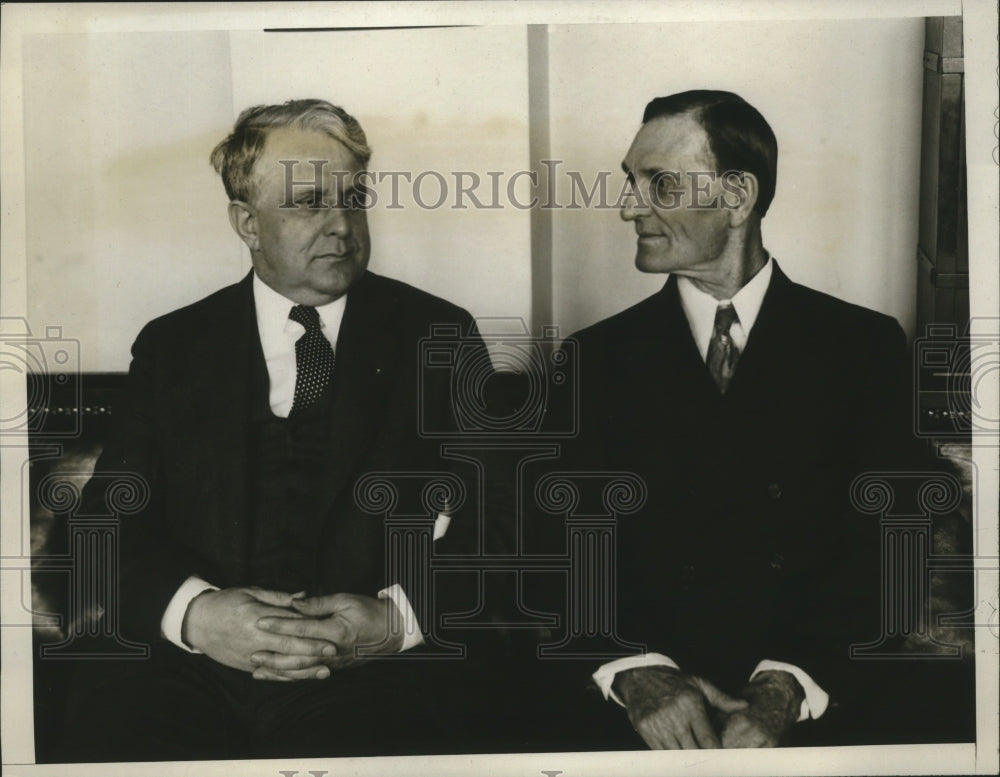 1928 Press Photo Secretary Labor Davis & Joseph H Carter Meet After 30 Years