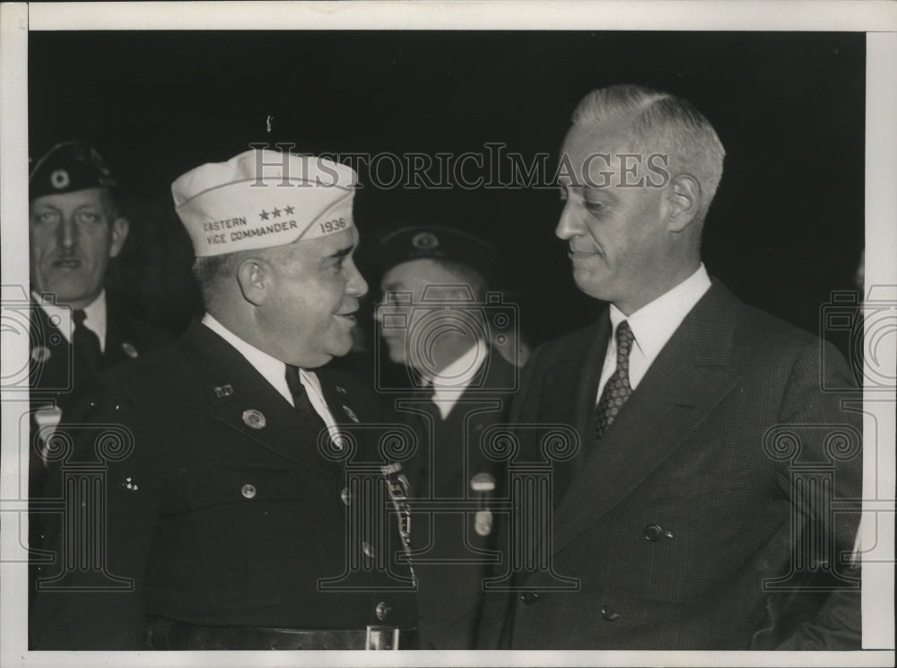1937 Press Photo Harry K. Stringer and Col. Eric Fisher Wood at Legion Cocktail