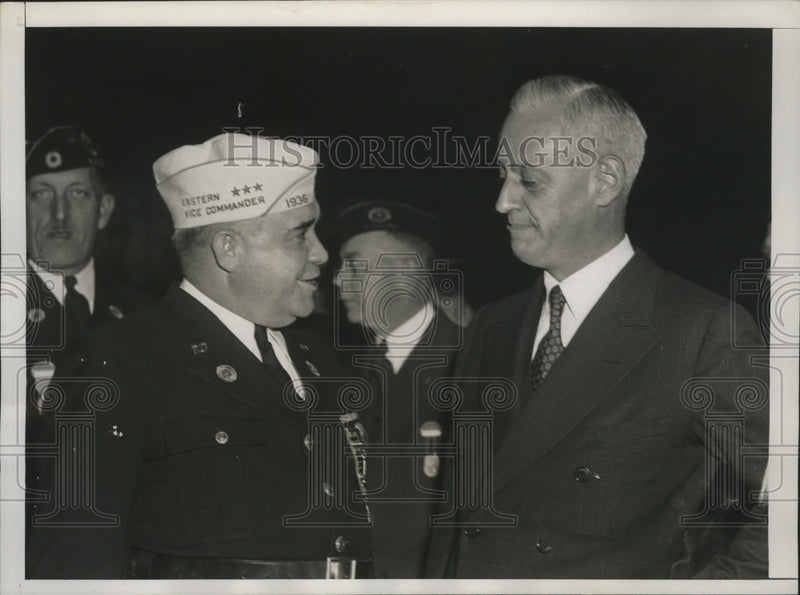 Load image into Gallery viewer, 1937 Press Photo Harry K. Stringer and Col. Eric Fisher Wood at Legion Cocktail
