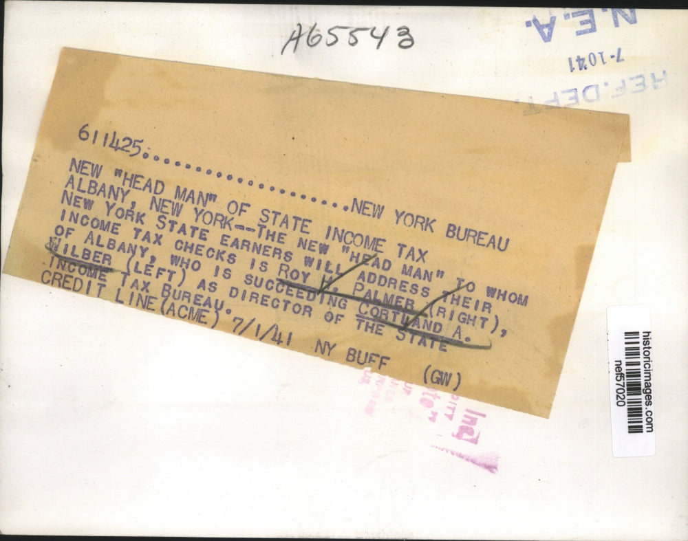 1941 Press Photo New York State Earners to Address Their Income Tax Checks