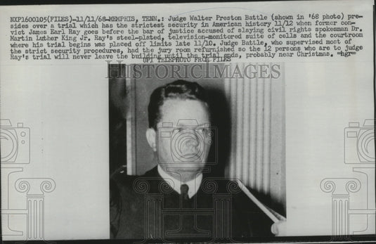 1968 Press Photo Judge Walter Preston Battle of Memphis, Tennessee - nef57052