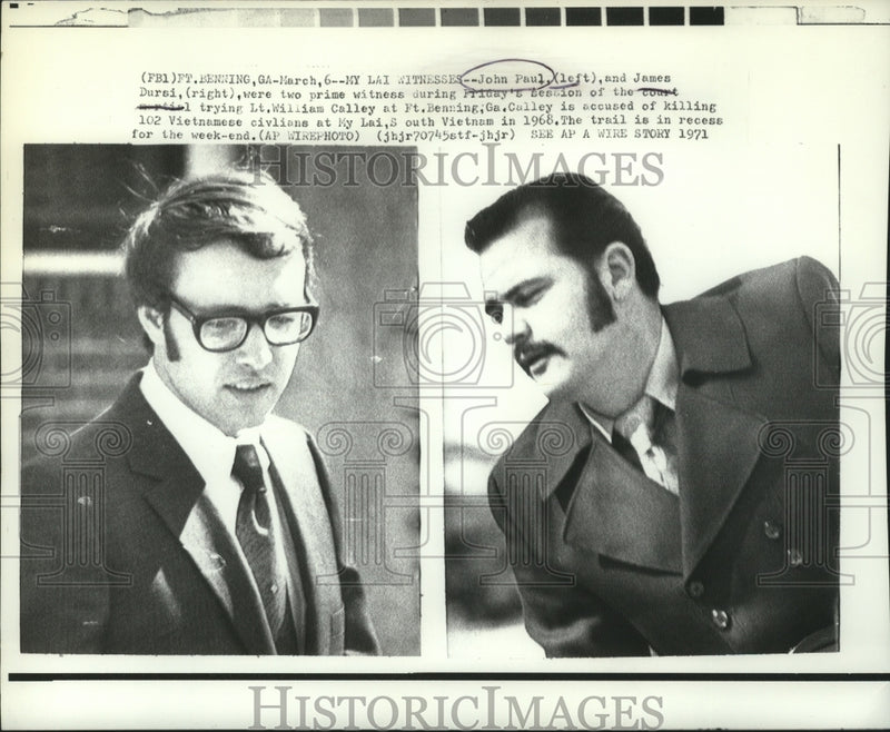 Load image into Gallery viewer, 1971 Press Photo Two Prime Witnesses for Lt William Calley's Killing Trial
