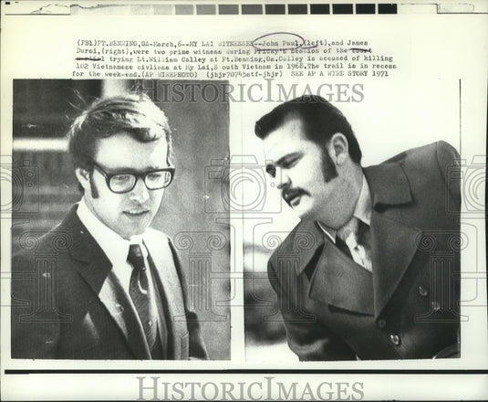 1971 Press Photo Two Prime Witnesses for Lt William Calley's Killing Trial